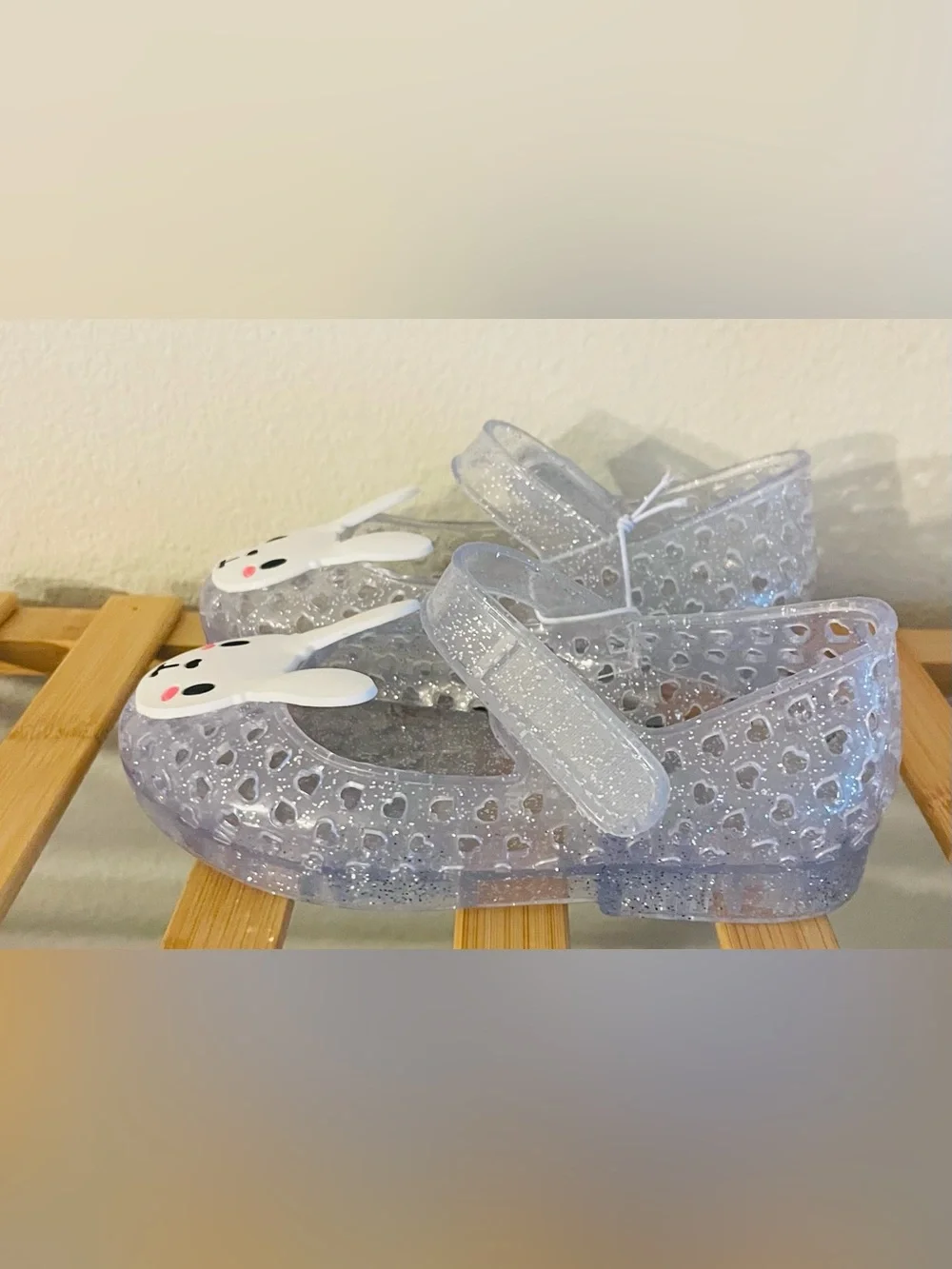 NEW…Girls Clear Jelly Mary Jane Shoes with Bunny Accent